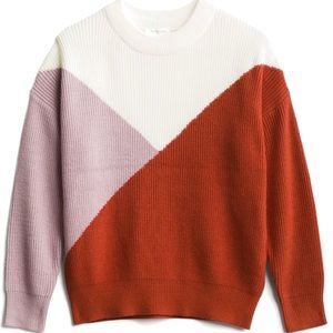Diagonal colorblock pullover sweater